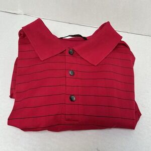 Tiger Woods Collection Polo Shirt Nike Fit Dry‎ Red Striped Strep Size XL